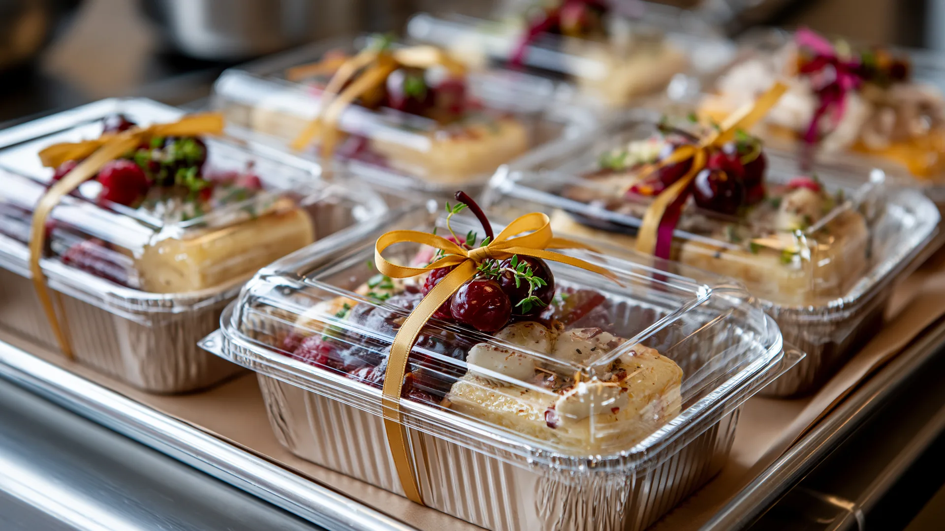 Pedidos de catering empacados para entrega