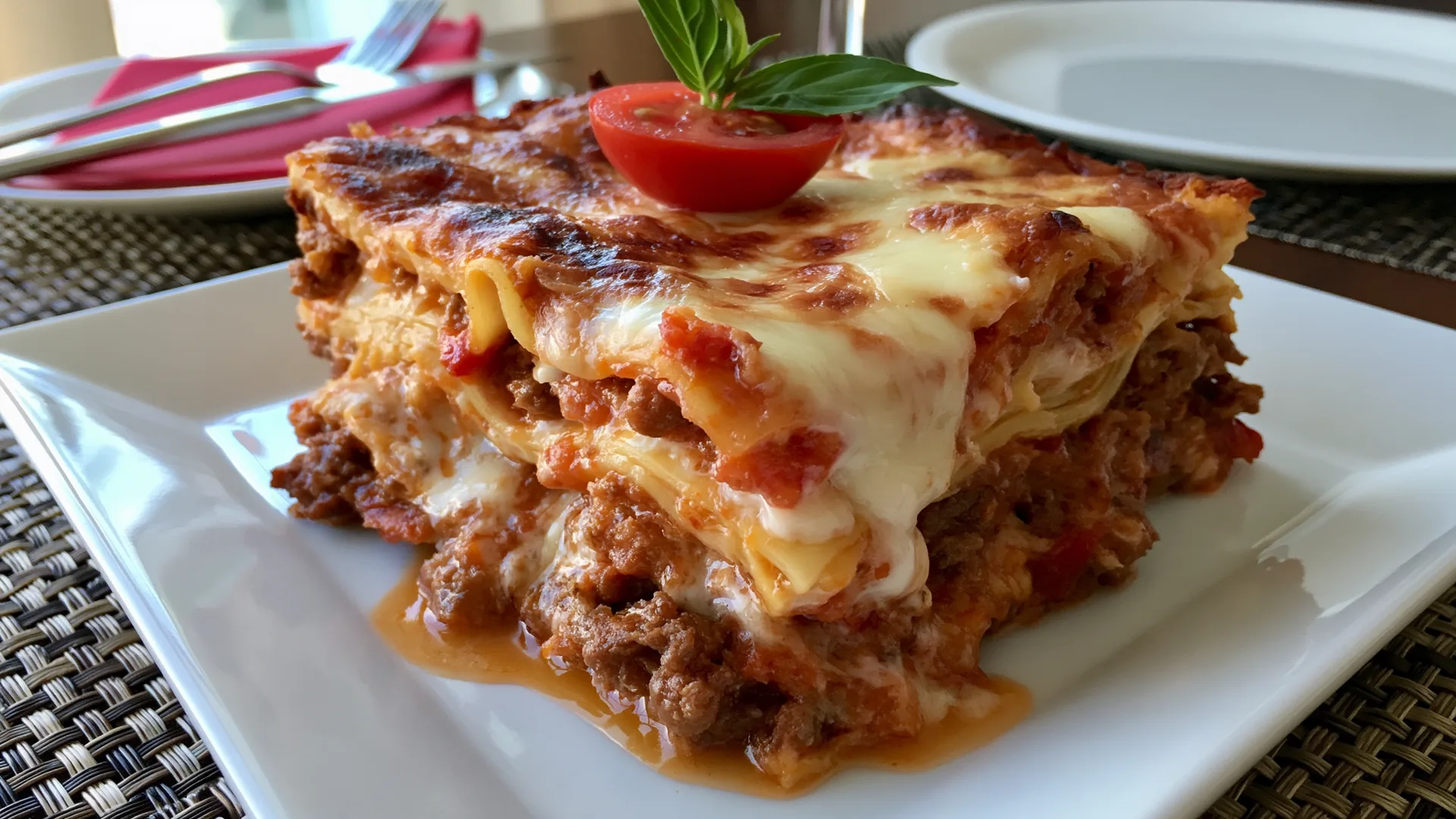 Lasagna de carne gratinada