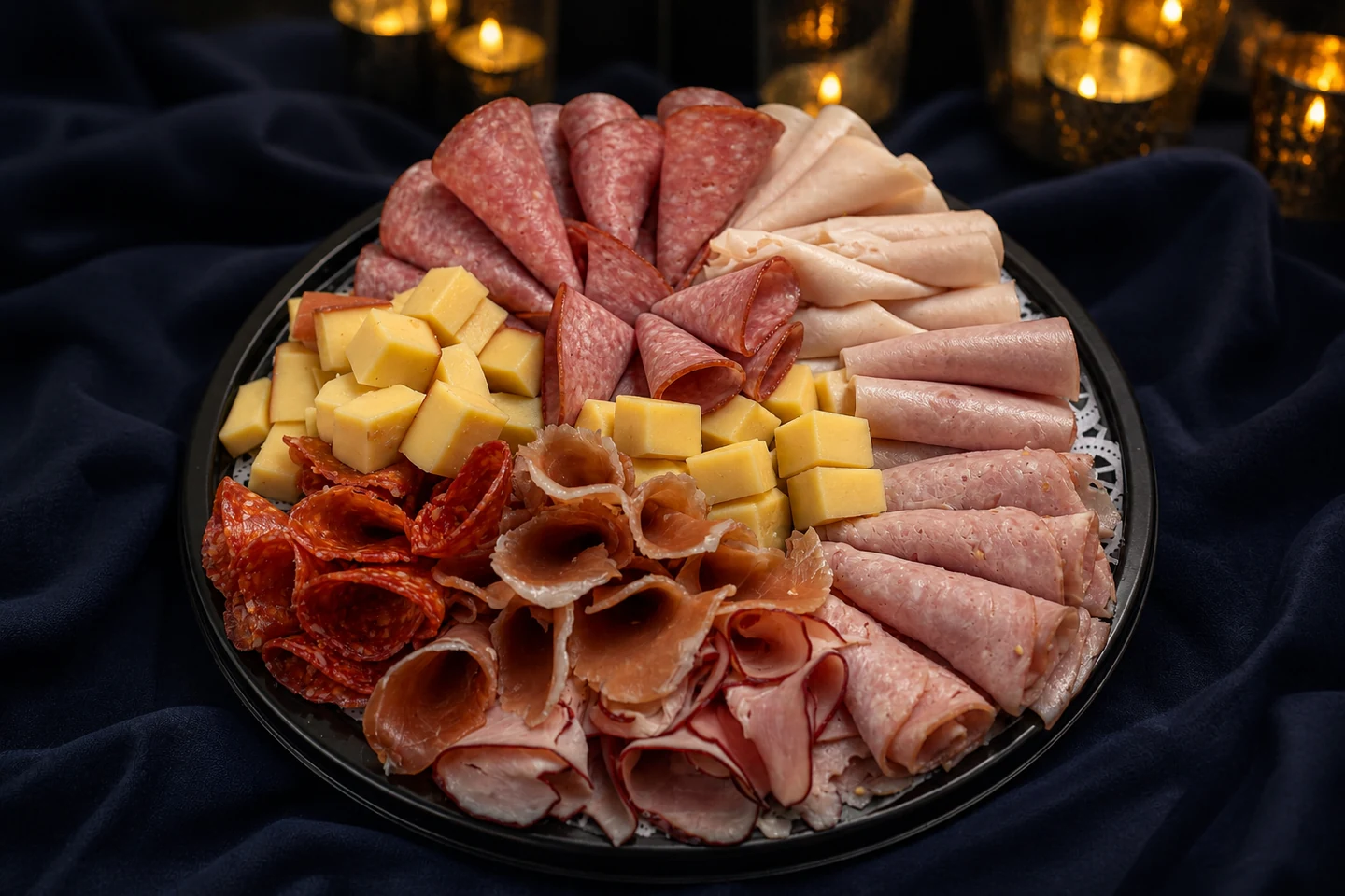 Charola de carnes frías y quesos